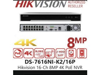 Hikvision 16 Channel 8MP 16 Poe 2 SATA NVR- DS-7616NI-/16P